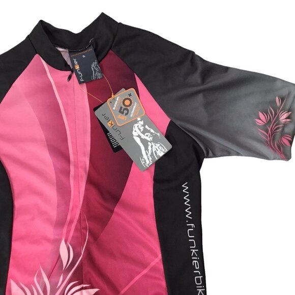 Funkier Cycling Jersey Top NWT Women's Size S UPF 50 1/2 Zip Short Sleeve J386 - Picture 2 of 10